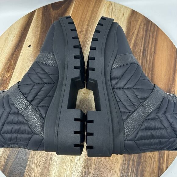 Vionic Janara Women's 7.5 Quilted Nylon Chunky Heel Ankle Black Boots - Picture 7 of 10